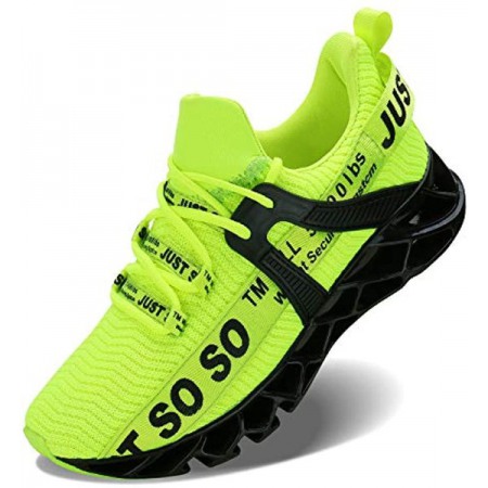 Mens Runing Shoes Walking Non Slip Blade Type Sneakers Black Green