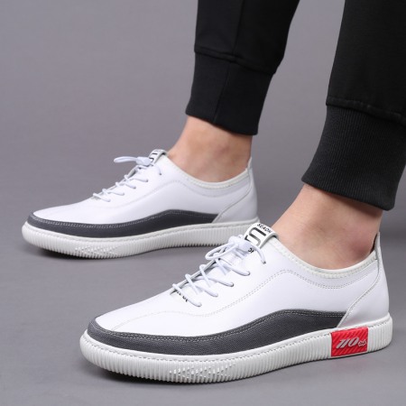 Autumn New Leather White Shoes Breathable One-Foot Casual Shoes Lazy Shoes Trendy Men's Shoes