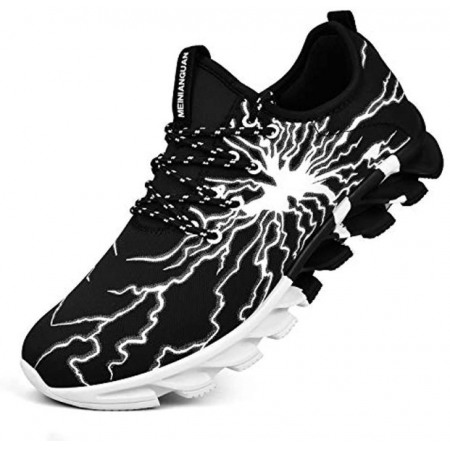 Men's Fashion Sneakers Tennis Work Shoes Slip Resistant Athletic Sports Running Casual Walking Gym Workout Shoes Black-White