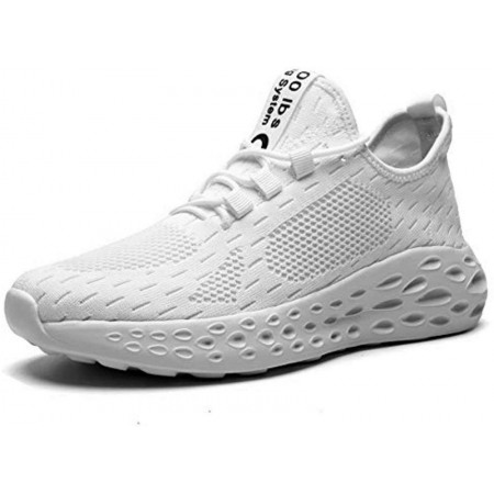 Mens Running Shoes Slip On Walking Shoes Fashion Breathable Sneakers Mesh Soft Sole Casual Athletic Lightweight White