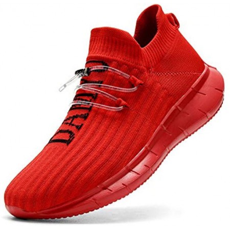 Mens Trail Running Tennis Work Casual Shoes Walking Slip On Athletic Gym Sneakers Jogging Breathable Sport Shoes for Men Red